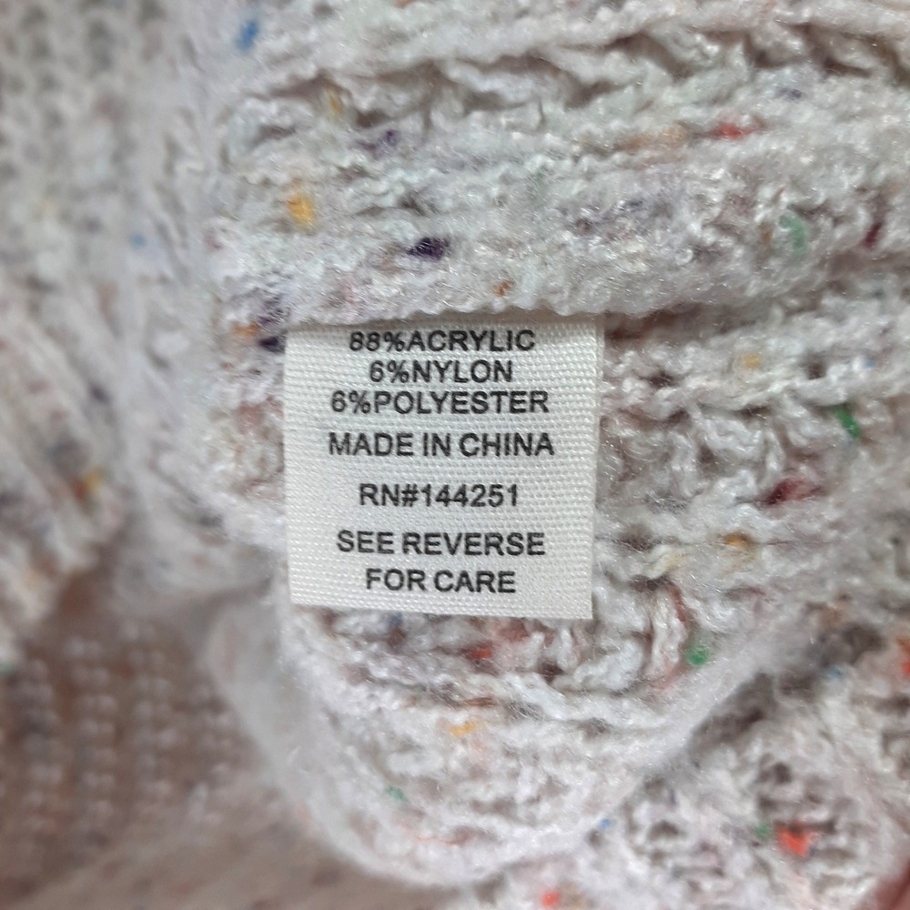 Moon & Madison Cream Confetti Speckled Cowl Neck Chunky Knit Sweater Large - Picture 9 of 10
